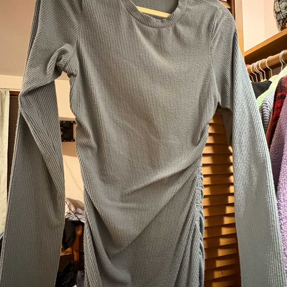 Teal Ruched Dress - Picture 3 of 4